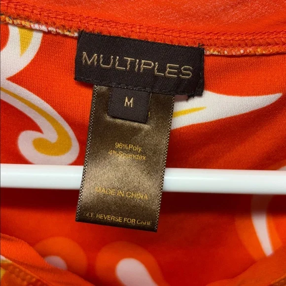 Multiples Orange and White Patterned V-Neck Tunic - Picture 2 of 6